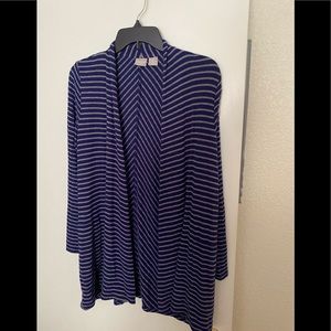 Chico’s blue stripped long sleeve shrug